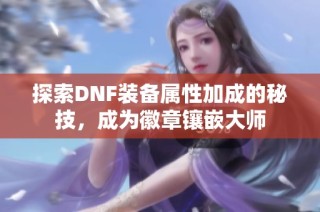 探索DNF装备属性加成的秘技，成为徽章镶嵌大师