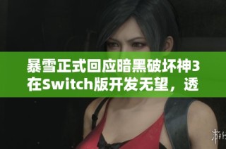 暴雪正式回应暗黑破坏神3在Switch版开发无望，透露新周边计划