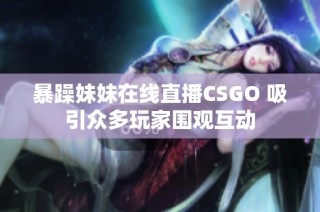 暴躁妹妹在线直播CSGO 吸引众多玩家围观互动