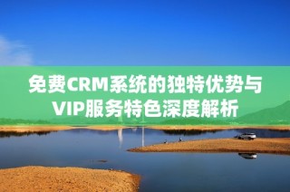 免费CRM系统的独特优势与VIP服务特色深度解析