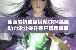 全面解析成品视频CRM系统助力企业提升客户管理效率