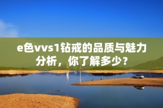 e色vvs1钻戒的品质与魅力分析，你了解多少？