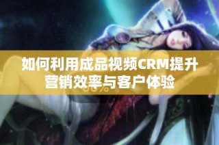 如何利用成品视频CRM提升营销效率与客户体验