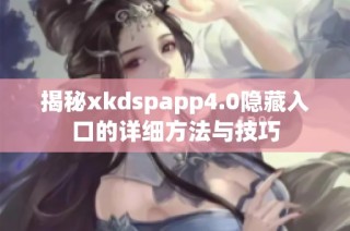 揭秘xkdspapp4.0隐藏入口的详细方法与技巧