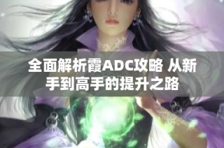 全面解析霞ADC攻略 从新手到高手的提升之路