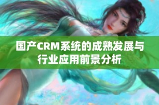 国产CRM系统的成熟发展与行业应用前景分析