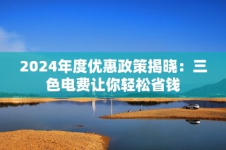 2024年度优惠政策揭晓：三色电费让你轻松省钱