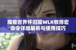 魔兽世界怀旧服WLK牧师宏命令详细解析与使用技巧