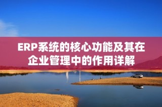 ERP系统的核心功能及其在企业管理中的作用详解