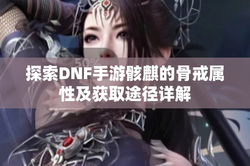 探索DNF手游骸麒的骨戒属性及获取途径详解