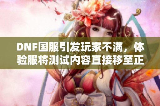 DNF国服引发玩家不满，体验服将测试内容直接移至正式服