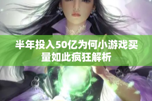 半年投入50亿为何小游戏买量如此疯狂解析