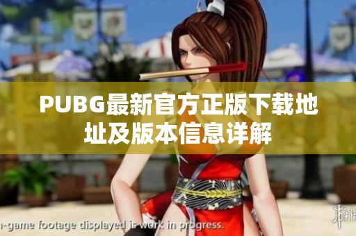 PUBG最新官方正版下载地址及版本信息详解