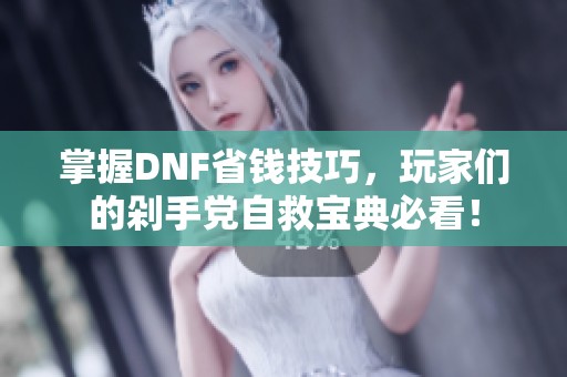 掌握DNF省钱技巧，玩家们的剁手党自救宝典必看！