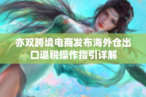 亦双跨境电商发布海外仓出口退税操作指引详解