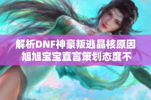 解析DNF神豪叛逃晶核原因 旭旭宝宝直言策划态度不当